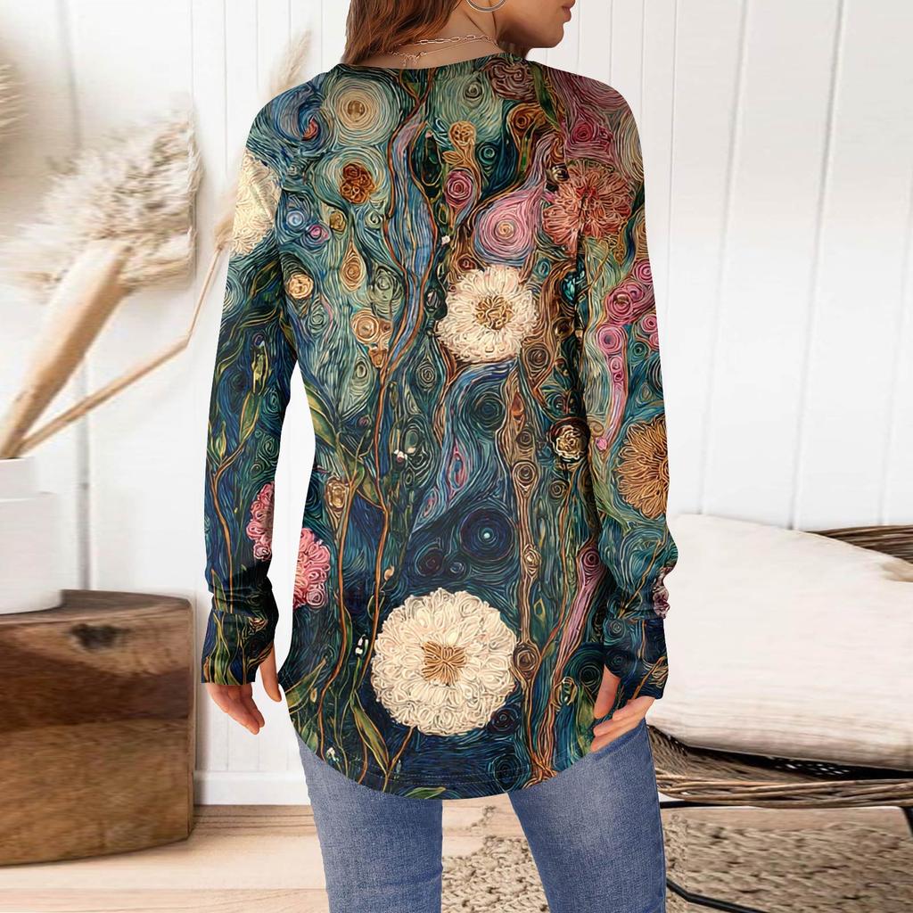 Womens Oversized Sweatshirt Graphic Sweater Long Sleeve Drop Shoulder Round Shirt Tops Vintage Clothes