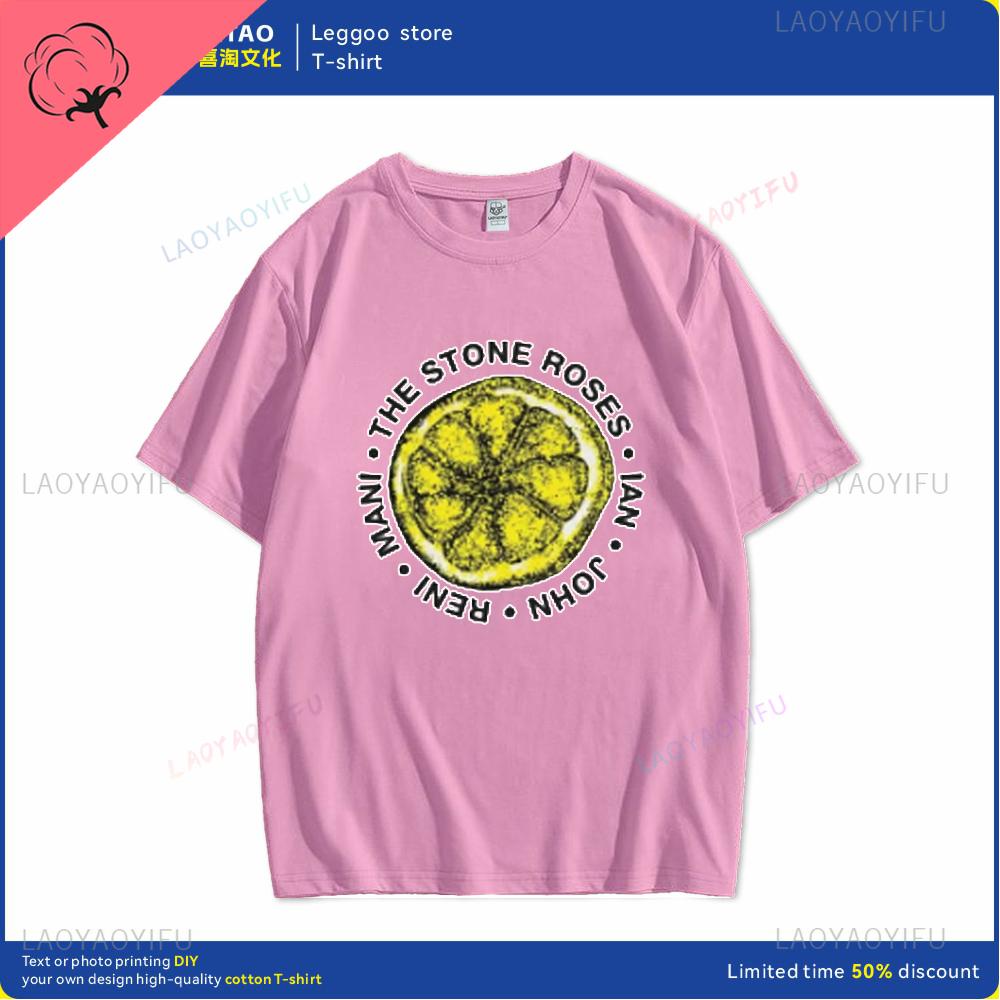 Human stone rose lemon name printed pattern fashion Harajuku trend Street wear men and women universal shortsleeved Tshirt