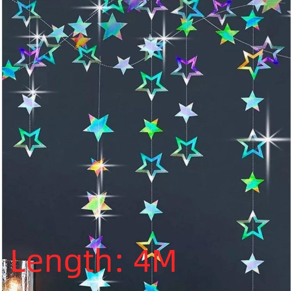 3M/4M Length Paper Banner Silver Room Hanging Decoration Wedding Decor Birthday Party Decoration