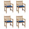 Day and Night - Day and Night Garden Chairs 4 Units Teak Wood with Royal Blue Cushions