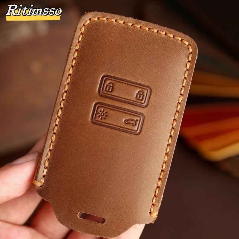 Для Renault Captur Koleos Kadjar Zoe Arkana Espace Clio Megane Grand Scenic Sandero Dacia Duster Card Leather Car Key Cover