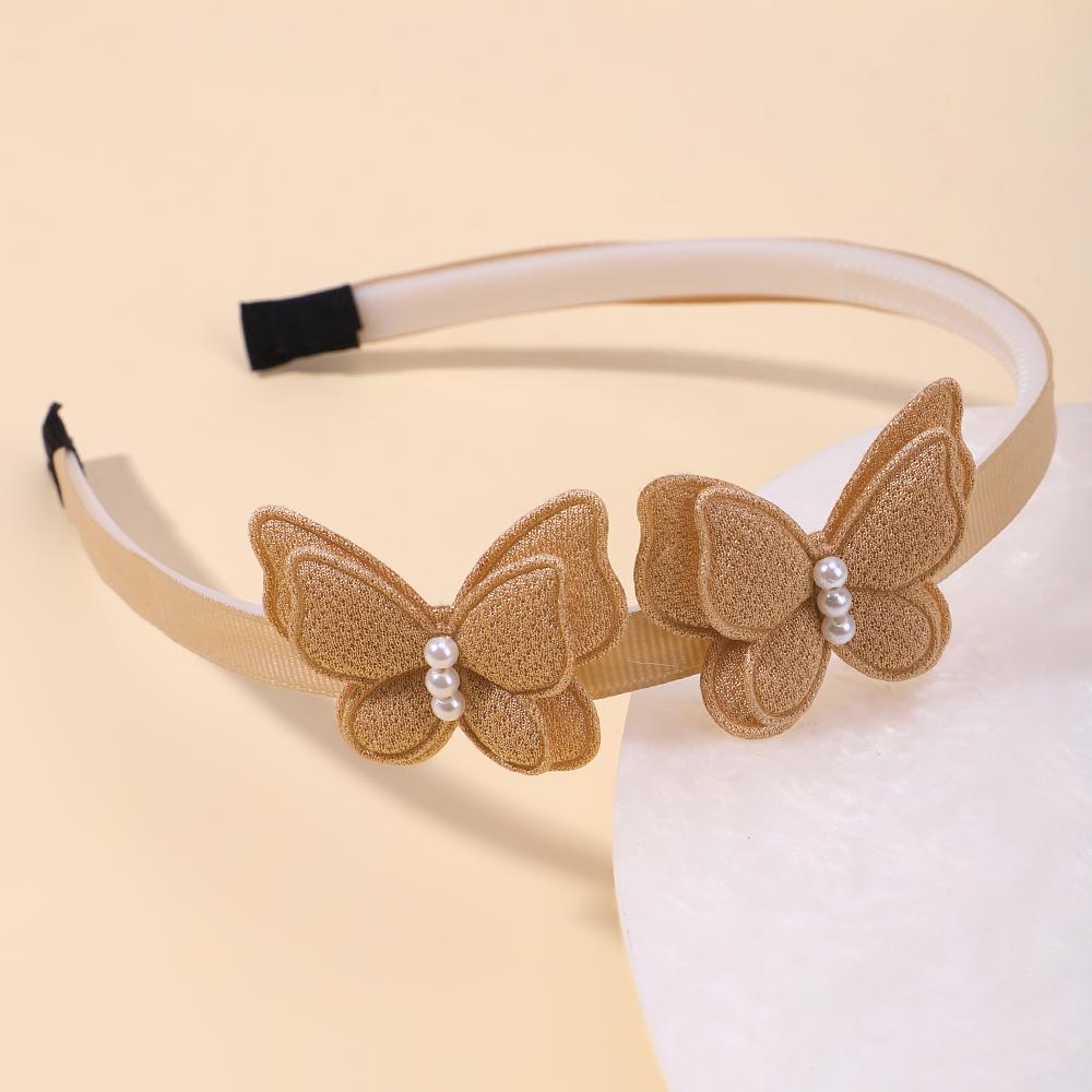 1PC Exquisite Butterfly Hairband Simulated Pearl Children's Hair Hoop Daily Hair Binding Lovely Girl Accessories Gift
