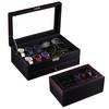 Watch Box Sunglasses Organizer Large Capacity Multiple Compartments Window Design Watch Holder Stand Storage Case with Drawer