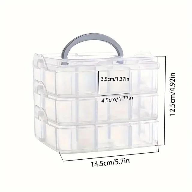 3-Tier Stackable Storage Organizer Box with 18 Adjustable Compartments, Snap-Lock Transparent Plastic Container for Toys, Jewelr