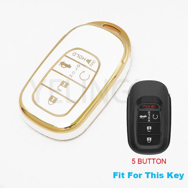 Чехол для ключа из ТПУ для Honda Civic Accord HR-V CR-V CRV 2021 2022 2023 5 кнопок Автомобильный брелок Корпус Держатель для ключа Аксессуары