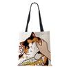 Холщовая сумка через плечо Мультяшный кот Женская Харадзюку Каваий Переработанная Большая вместимость Повседневная сумка 2022 Шопинг Складная сумка-тоут Сумка для книг KTY