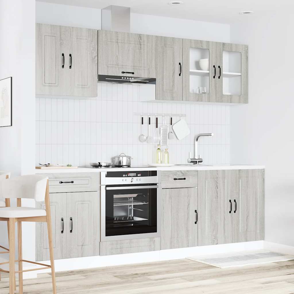 8 Piece Kitchen Cabinet Set Kalmar Grey Sonoma Wood Based Panel