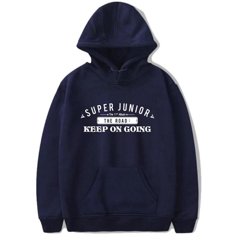 Корейская толстовка с капюшоном K-pop SUPER JUNIOR The Road Keep on Going Same Paragraph, толстовки с капюшоном, пуловеры, уличная одежда, топы с капюшоном