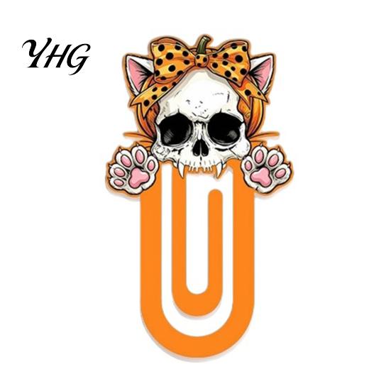 Kids Party Favors for Halloween Cute Acrylic Bookmark, Durable Cartoon Page Marker, Bookmark Clips Journals Elastic Clip Design Stationery School