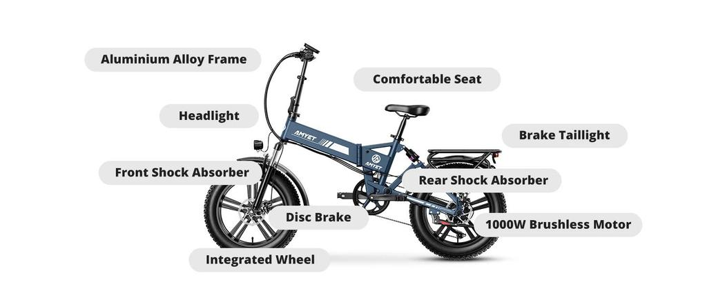 E20 Commuter E Bike 1000W15Ah Battery 50km Range Electric Bicycle Foldable and Lightweight Suitable Urban Travel Electric Bike