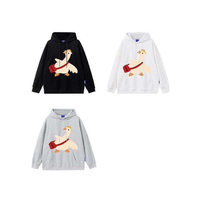 Wassup Trendy Brand Cute Duck Couple Hooded Sweatshirt Autumn and Winter 2024 New Loose Versatile Unisex Top