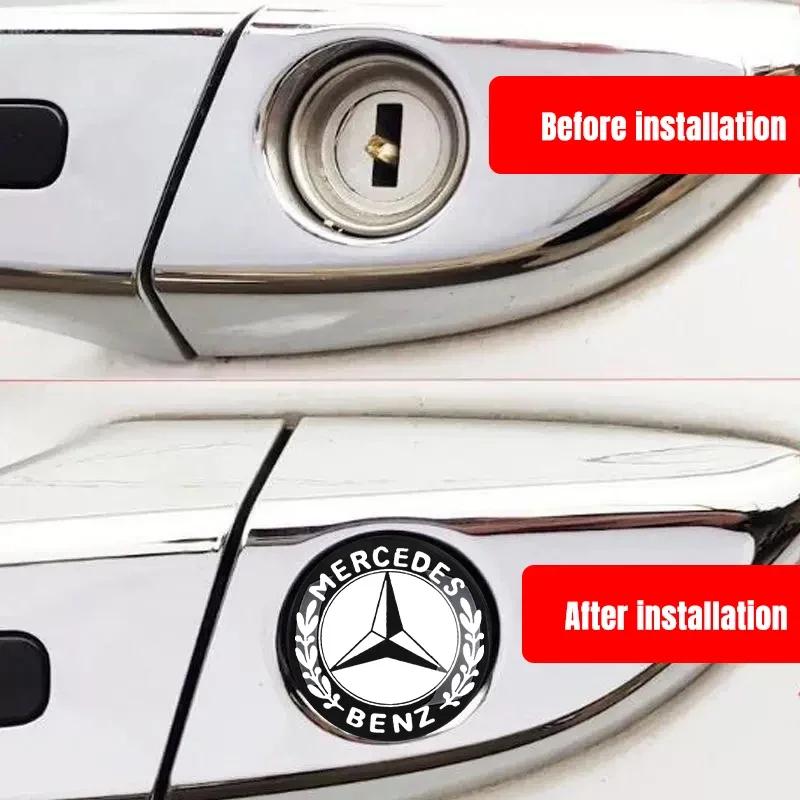 VCJ1  4Pcs Car styling Lock Keyhole Stickers Decoration Protection For Mercedes Benz C180 C200 C260 C300 W108 W124 W126 W140 W168 W169