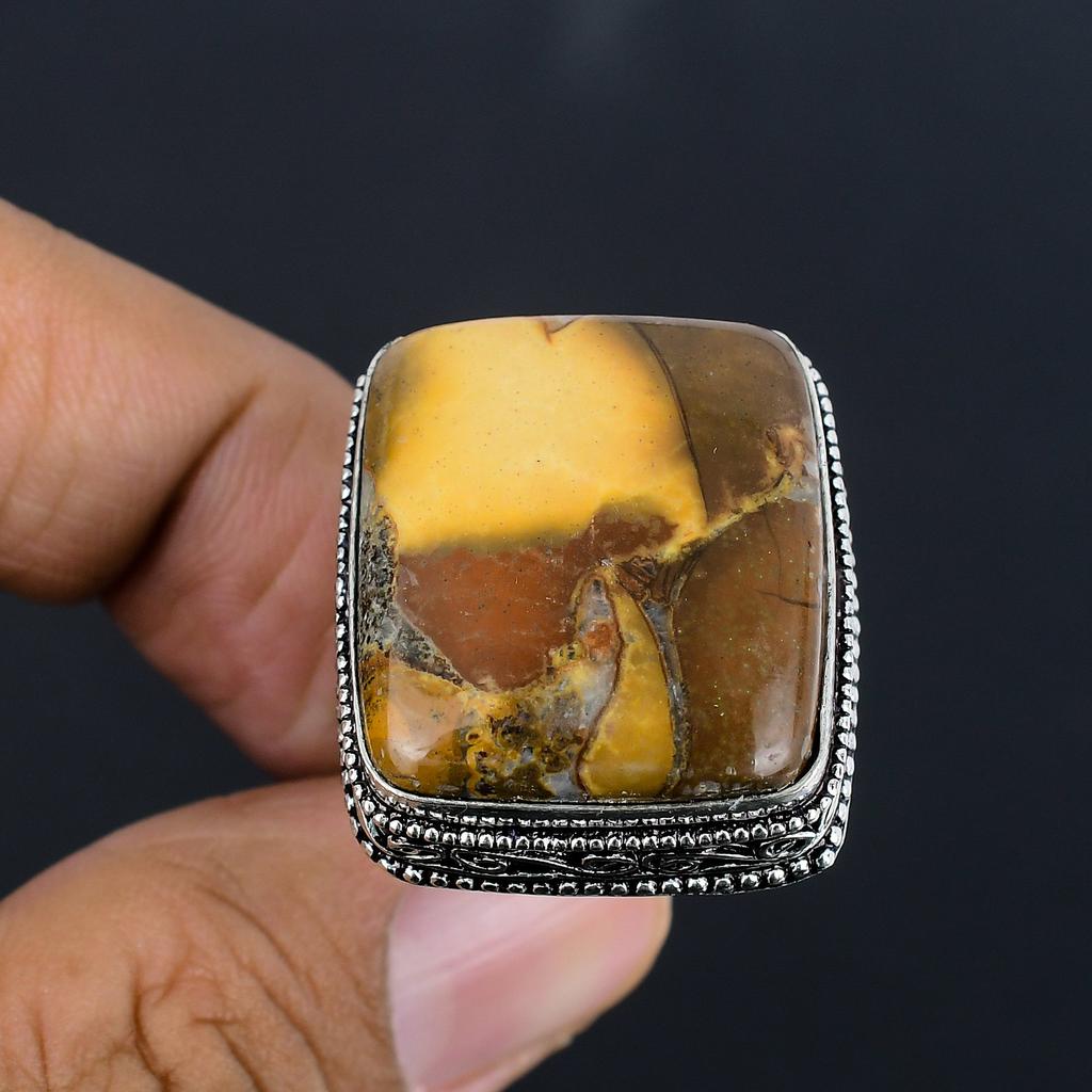 Кольцо из серебра 925 пробы с драгоценным камнем «Кобра Джаспер» ручной работы, размер 9
