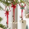 Iron Retro Christmas Bell Red Star Bow Car Decoration Xmas Tree Hanging Bells  Home Decoration