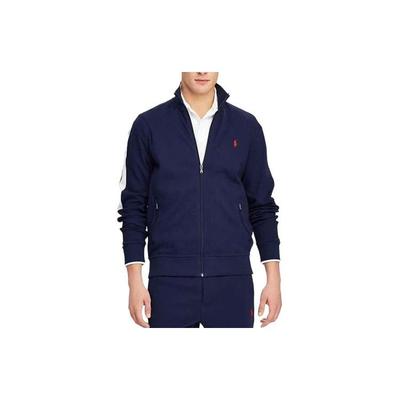 Polo однотонная куртка с боковыми карманами на молнии и длинными рукавами Мужские куртки Темно-синие 710743326-004