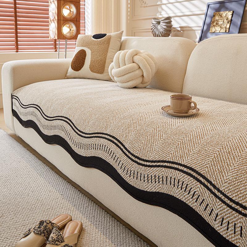 Minimalist Wavy Line Sofa Cushion Soft Cloud Sofa Cushion Chenier Non-Slip Seat Cushion Lazy Atmosphere In Living Room