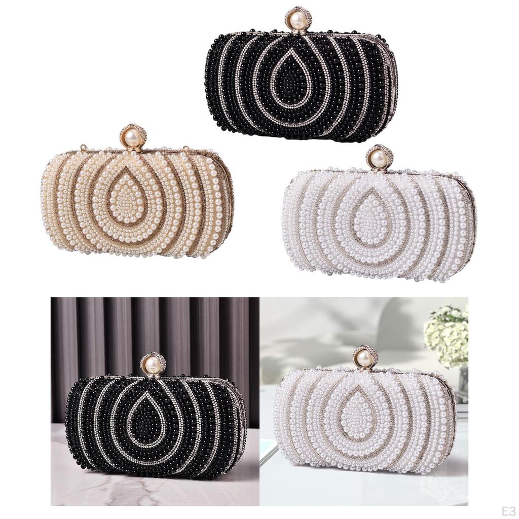 Clutch Purse Bride Handbag with Chain Formal Cocktail Party Prom Pearl Bag