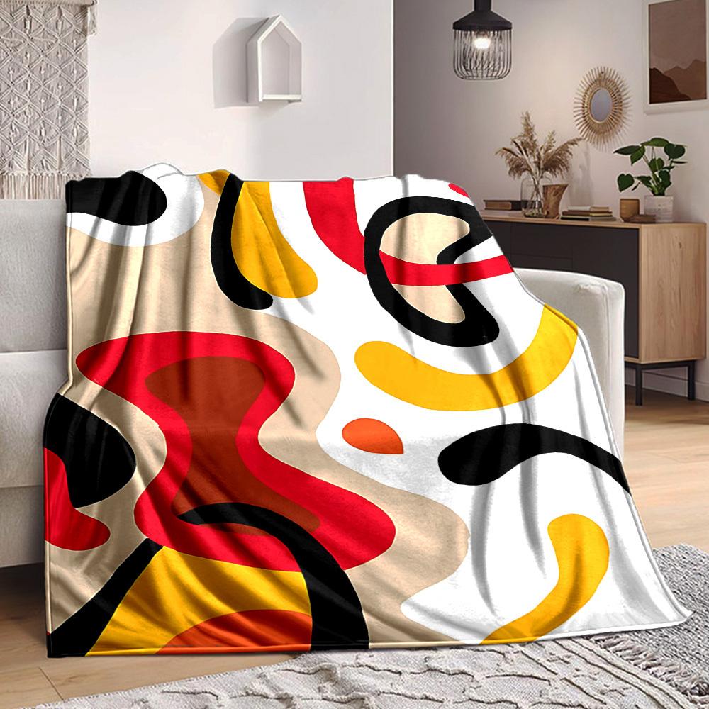 1pc Abstract Art Print Blanket Warm,Perfect for Camping And Travel, Making It a Great Gift for Any Season yy250904176