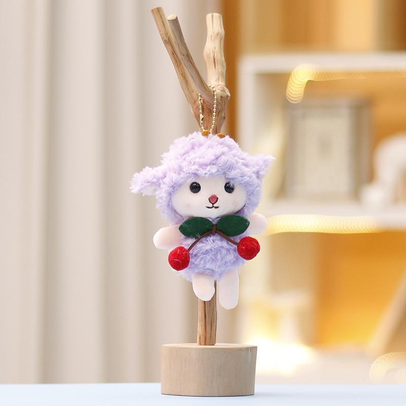 Игрушка Очаровательная плюшевая кукла-ягненок с вишней, Милый брелок-подвеска для сумки