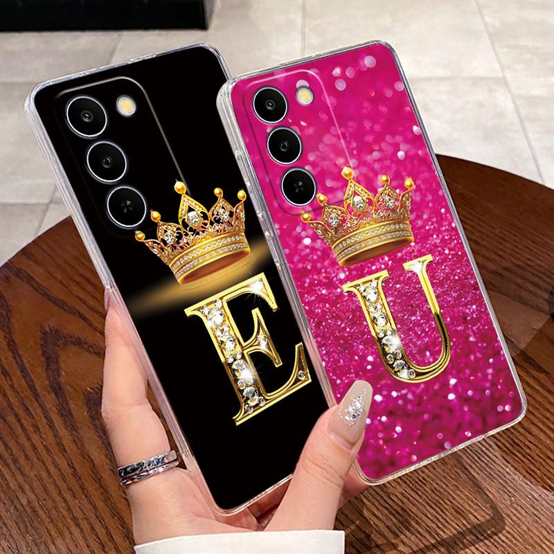 Чехол для Realme C83 5G/P4 Lite 5G Прозрачный ТПУ Силиконовый Ударопрочный Мягкий Корпус Красивый Узор Корона Буквы Чехол для Пары