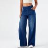 Solid Color Loose Wide Leg Jeans High Waist Straight Denim Pants Commute