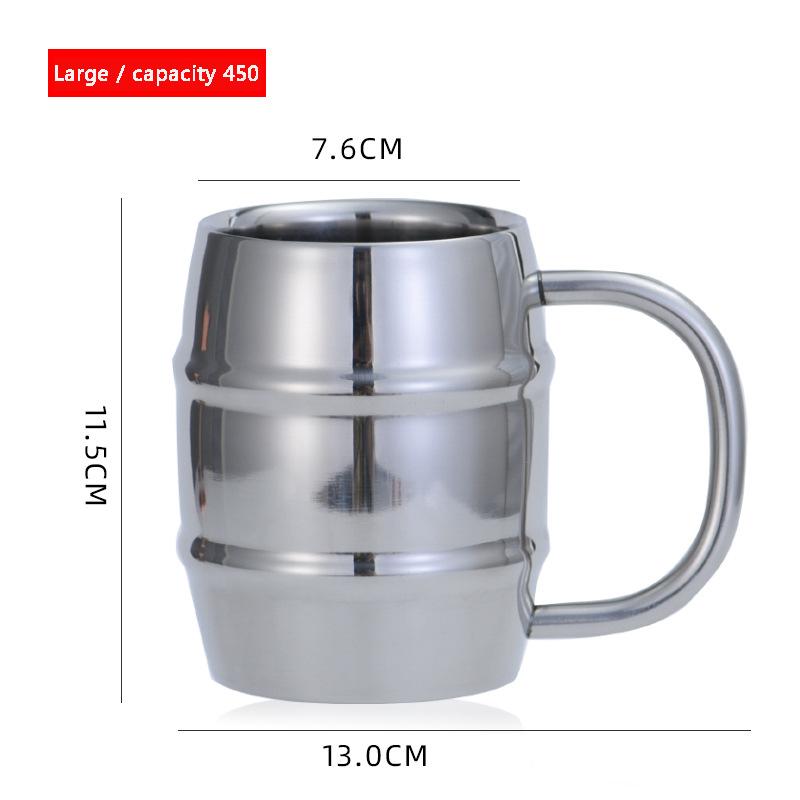 Beer Cup 500/450ml Double Stainless Steel Outdoor Camping Western Coffee Cup With Handle Insulated Portable Water Cup Mugs