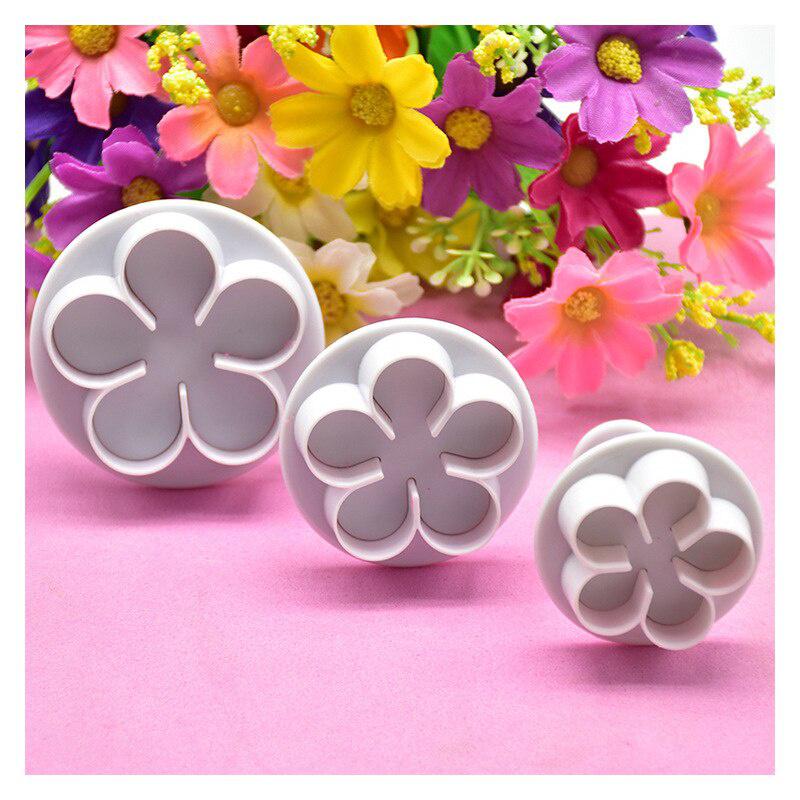 1Pcs Flower Plunger Cookie Cutter DIY Blossom Flower Cake Fondant Mold Plastic Cake Decorating Tools Baking Accessories