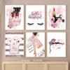 Fashion Eyelashes Lips Makeup Posters Prints Pink Flowers Perfume Canvas Painting Wall Art Pictures for Girls' Room Home Decor
