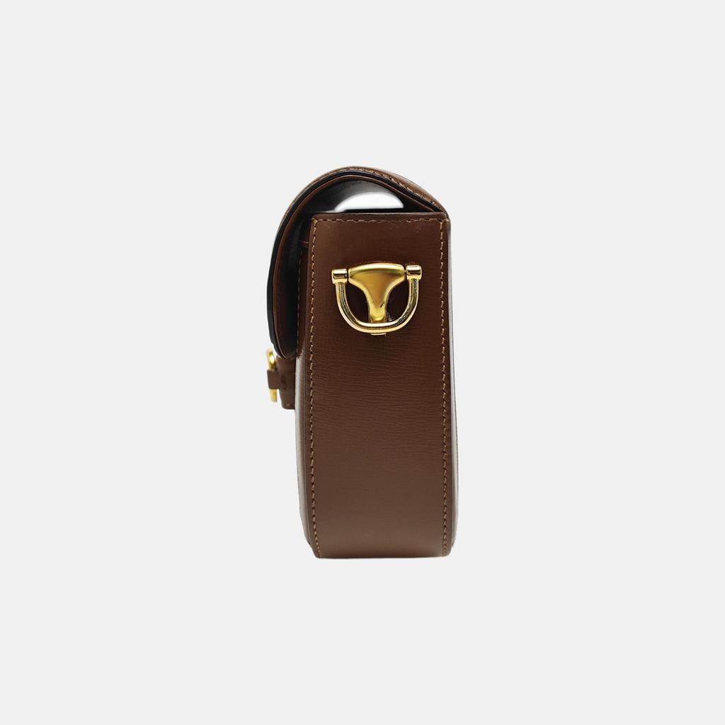 [Pre-Owned] Horsebit 1955 Vintage Logo Stripe Webbing Canvas And Leather Saddle Bag - Very Good #QV9U1F
