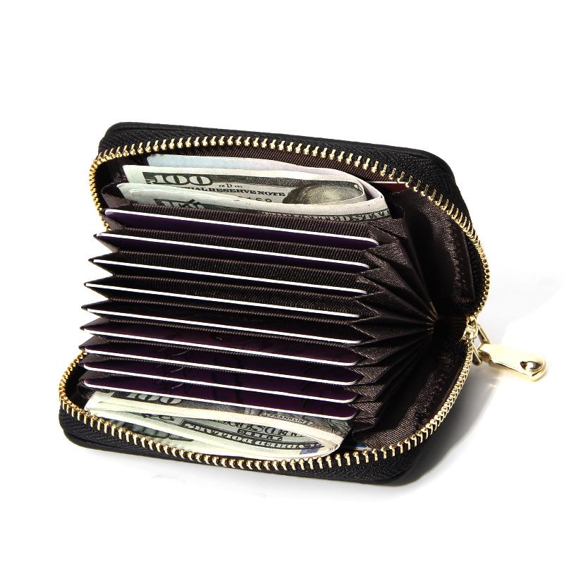 Top Grain Cowhide Heart Wallet with Multi-Card Slots and Large Capacity - Genuine Leather Accordion Card Holder