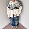 Кардиган-свитер с круглым вырезом в стиле Fair Isle, унисекс, вязаный, жаккардовый, пальто, Осень Зима, Новое поступление, Свободный, реглан, с длинным рукавом, топ