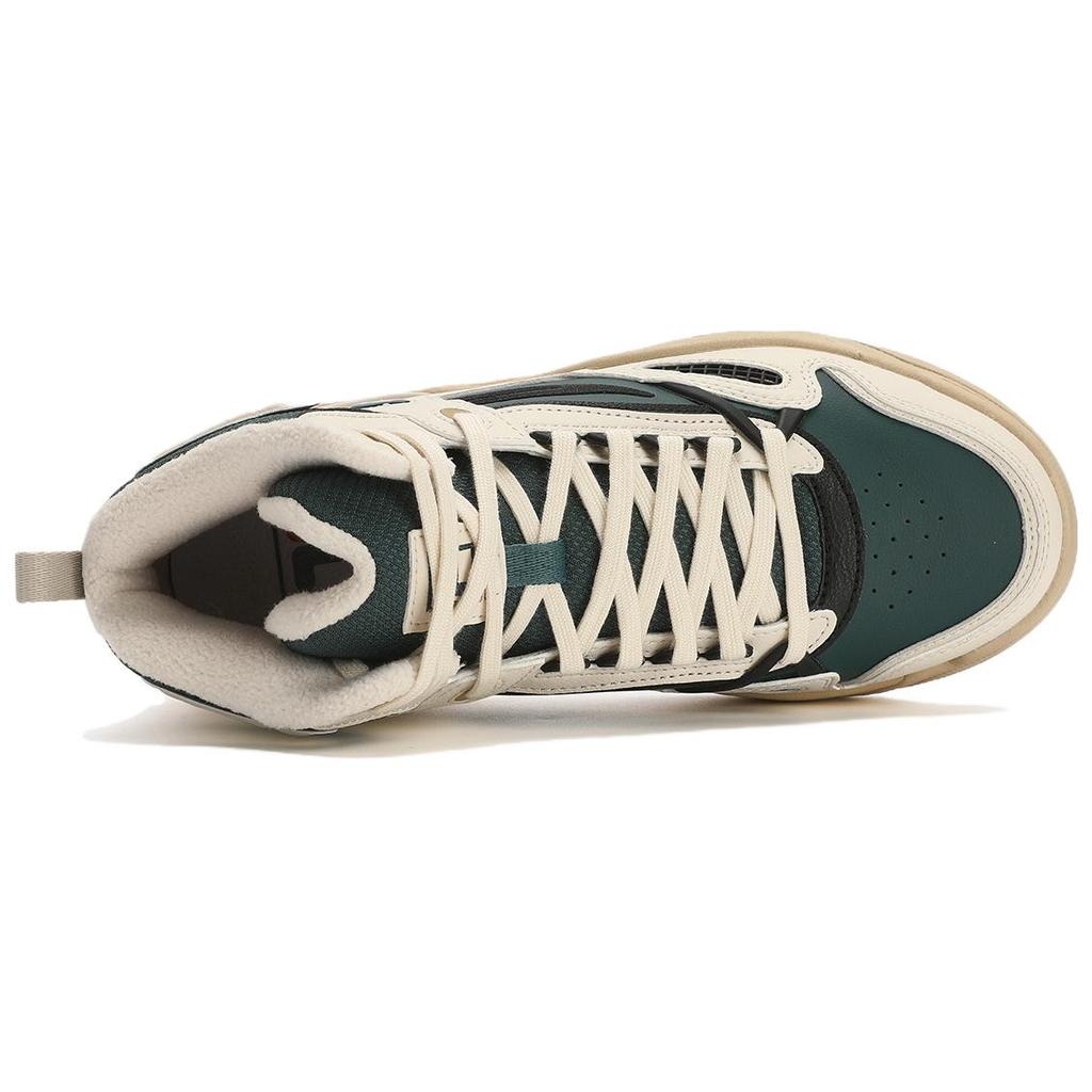 Fila Comfortable Versatile Classic Trendy Fleece High-Top Skate Shoes Women Sneaker Plant-Garden-Green Foam-White F12W341214FBP