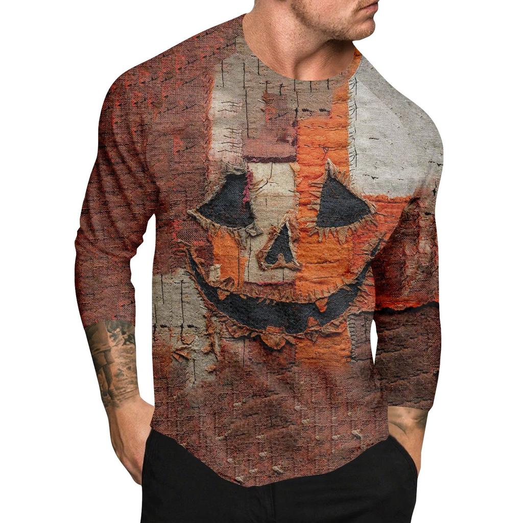 Halloween Print Raglan Sleeve Men's Long Sleeve Top