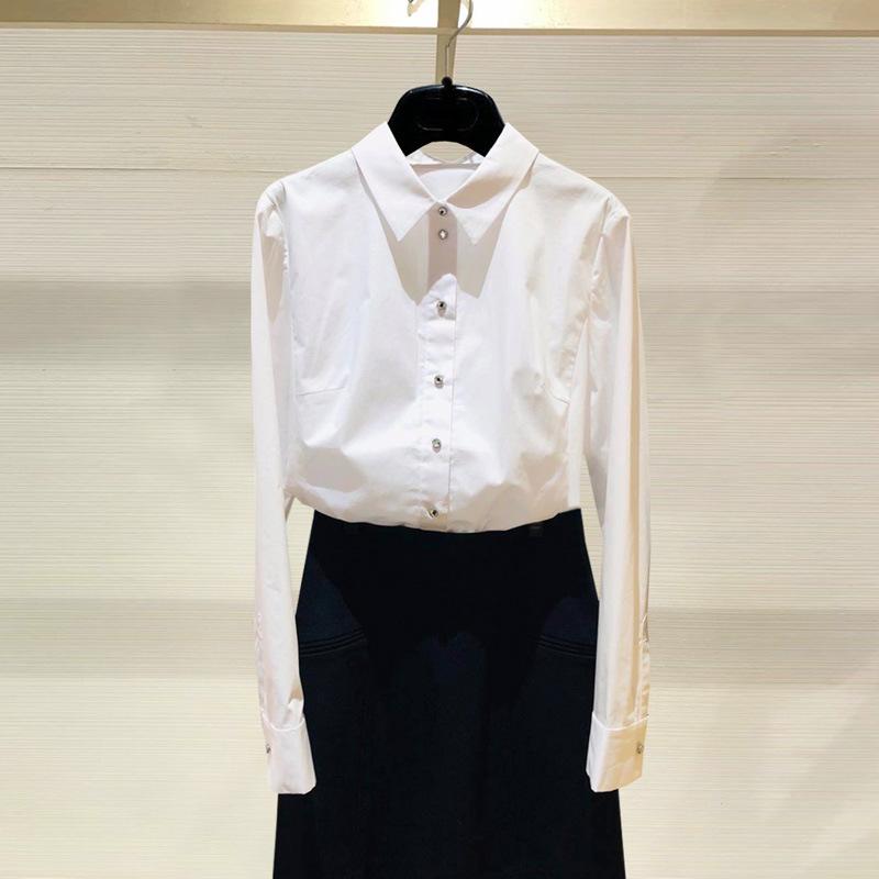Shopping mall women's clothing 1116 spring and autumn new versatile slim-fit solid color professional long-sleeved shirt 1111611