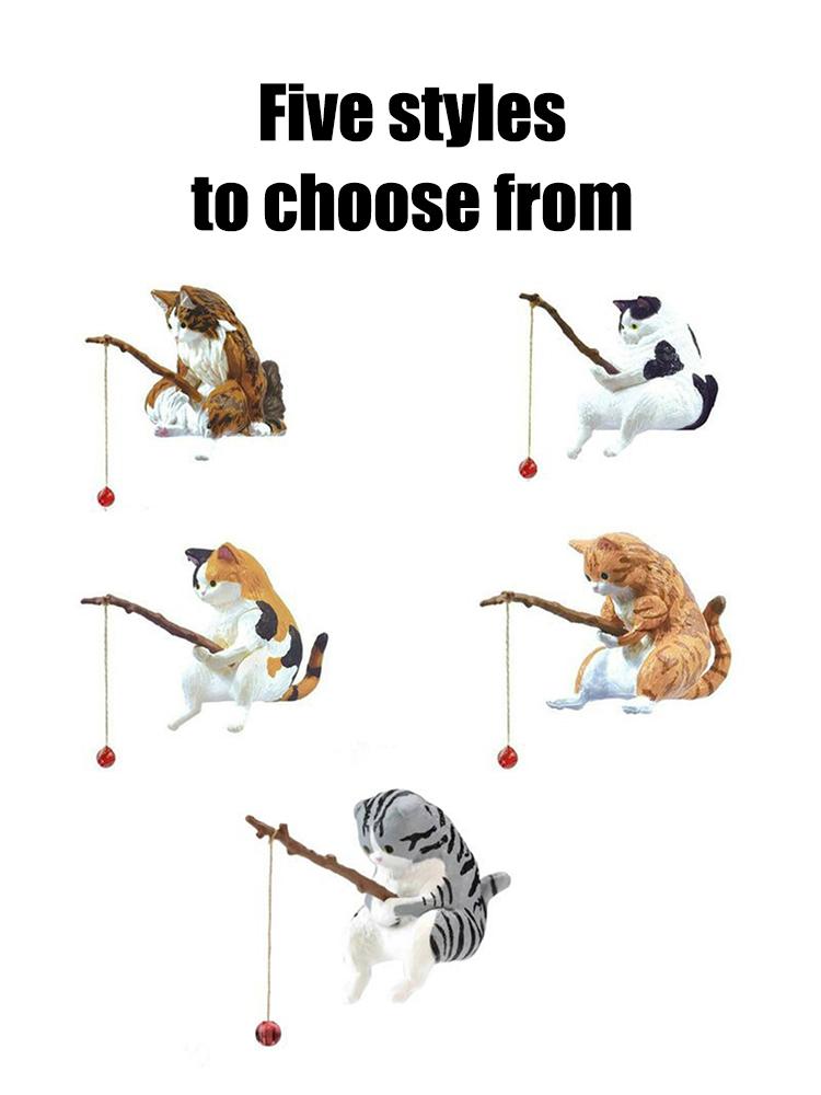 Kitten Fishing Aquarium Decoration Fish Tank Scenery Cat Fishing Ornament Fishing Cat Hanging Ornament