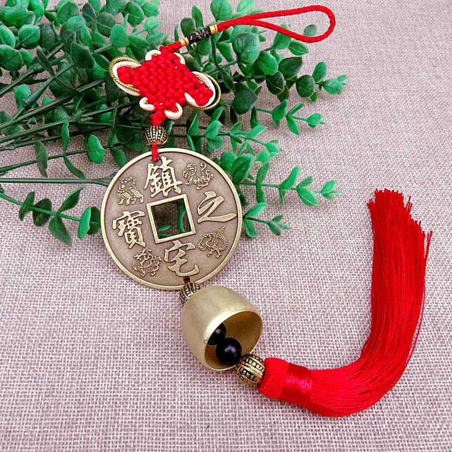 Китайский узел Фэншуй Медные монеты Колокольчики ветра Молитва Удача Ретро Коллекция Антикварная валюта Сувенир для вечеринки Подарок Украшение для автомобиля