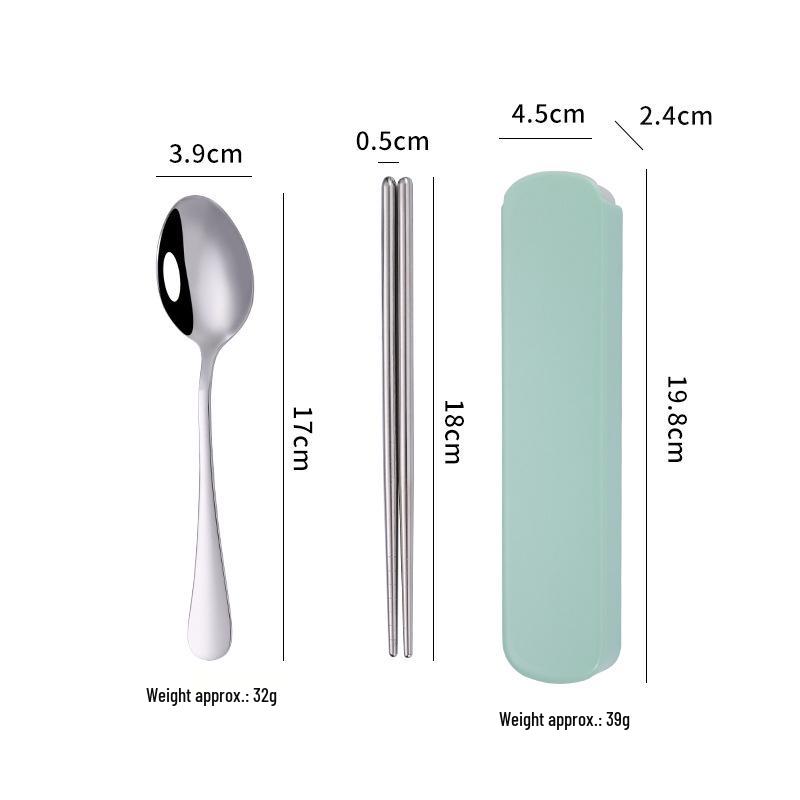 Stainless Steel 3-Piece Portable Cutlery Set with Box - Ideal Student/Child Gift