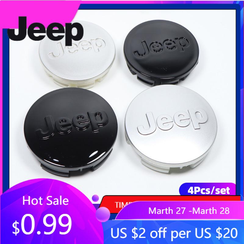 For Jeep 4Pcs Car Wheel Hub Cover Rim Center Cap Auto Accessories For Jeep Grand Cherokee Wrangler JK Gladiator Compass Reneg