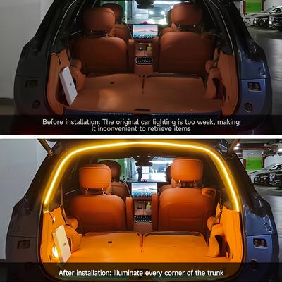 2/4M Автомобильная светодиодная лента для подсветки багажника, декоративная подсветка салона, с автоматическим датчиком, без проводки