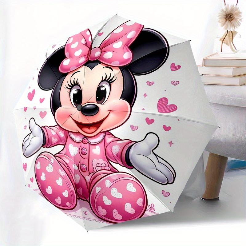 Disney Minnie Mouse Manual Opening and Closing Umbrella -8-Rib Reinforced Folding Design, Lightweight and Portable, Suitable for Daily Busin