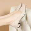 Fashion New Pointed Toe Shallow Mouth Square Heel Leather Shoes Women's Elegant Fashion High Heels Dress Office Shoes Zapatos De Mujer