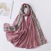 Muslim Women Chiffon Scarves with Lace Side Embroidered Chiffon Hijabs Lace Plain Hijab Patches Decoration