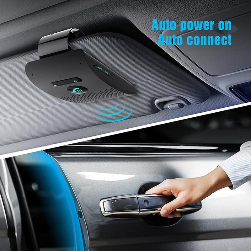 Автомобильный комплект Bluetooth 5,0 с громкой связью, HIFI-динамик, 2 Вт, беспроводной аудиоресивер, MP3-плеер, музыкальный плеер, зажим для солнцезащитного козырька с шумоподавлением