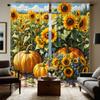 2pcs HD Sunflower Garden Landscape Decorative Curtain Yellow Tie Digital Printed Curtain Home Decoration Style Decoration Liv