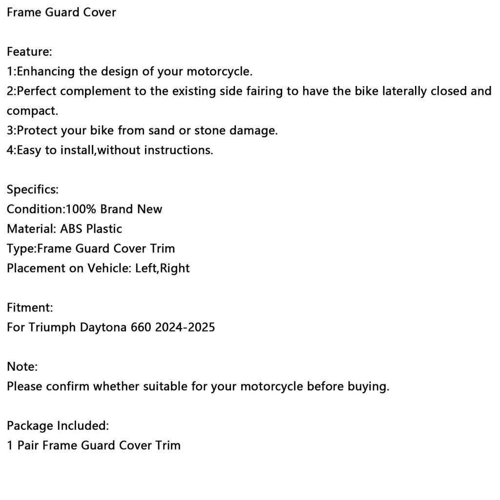 Frame Side Outrigger Cover Panel Guard Fairing For Daytona 660 2024-2025