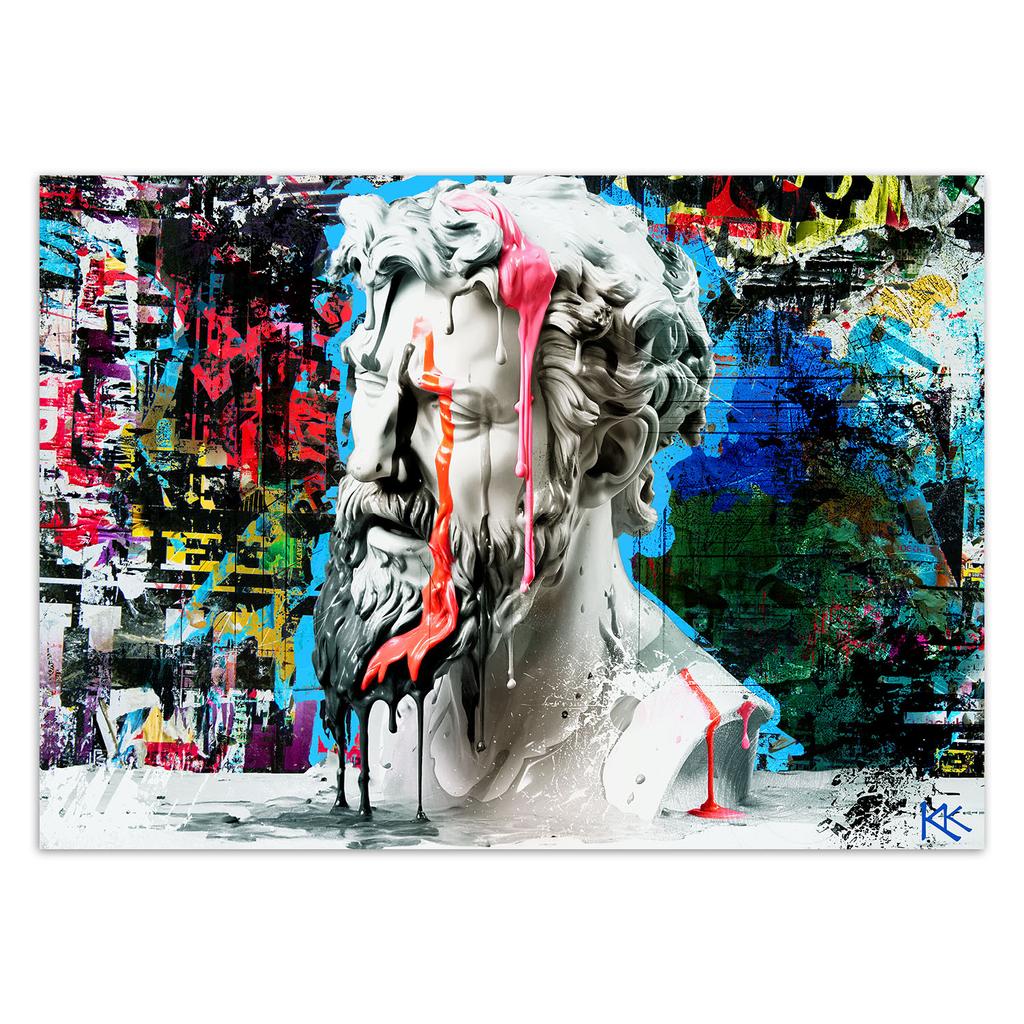 Wallpaper Poseidon Sculpture Graffiti