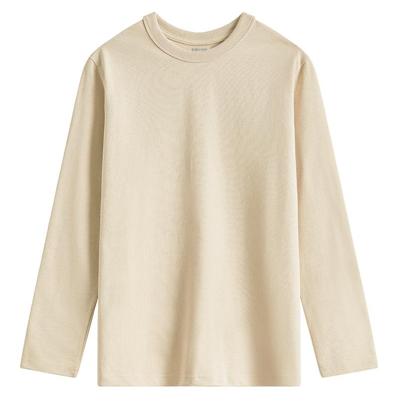 Cotton Little White T Solid Color Long-sleeved T-shirt Men's Base