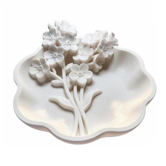 3D Printed Floral Jewelry Tray with Wavy Edge, Carving Flower Earrings Necklace Ring Dish Tray, Decorative Keys Trinkets Holder Organizer Tray