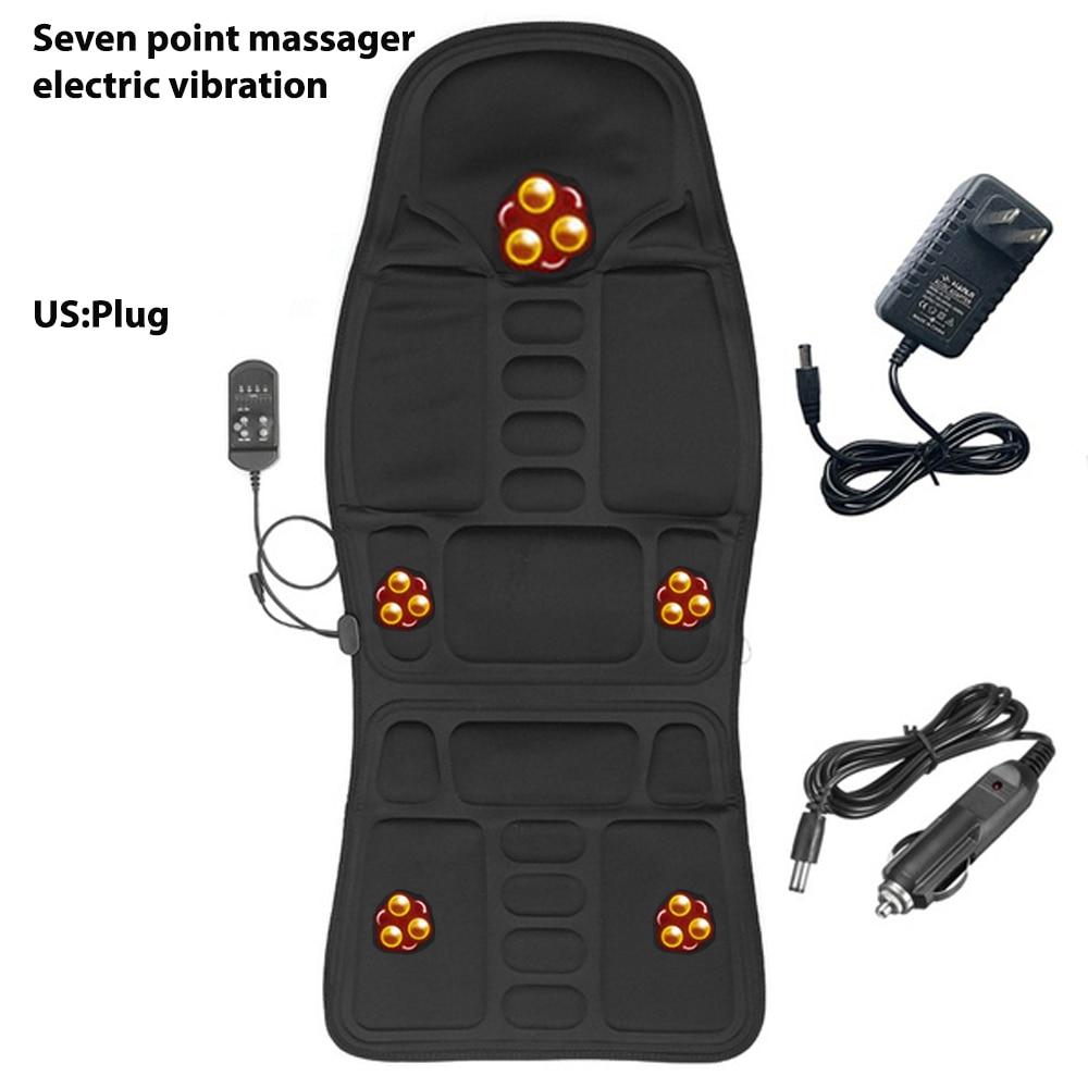 Автомобильное электрическое массажное кресло с подогревом, вибрационный массажер для спины, подушка для стула, домашний офис, облегчение боли в пояснице с пультом дистанционного управления
