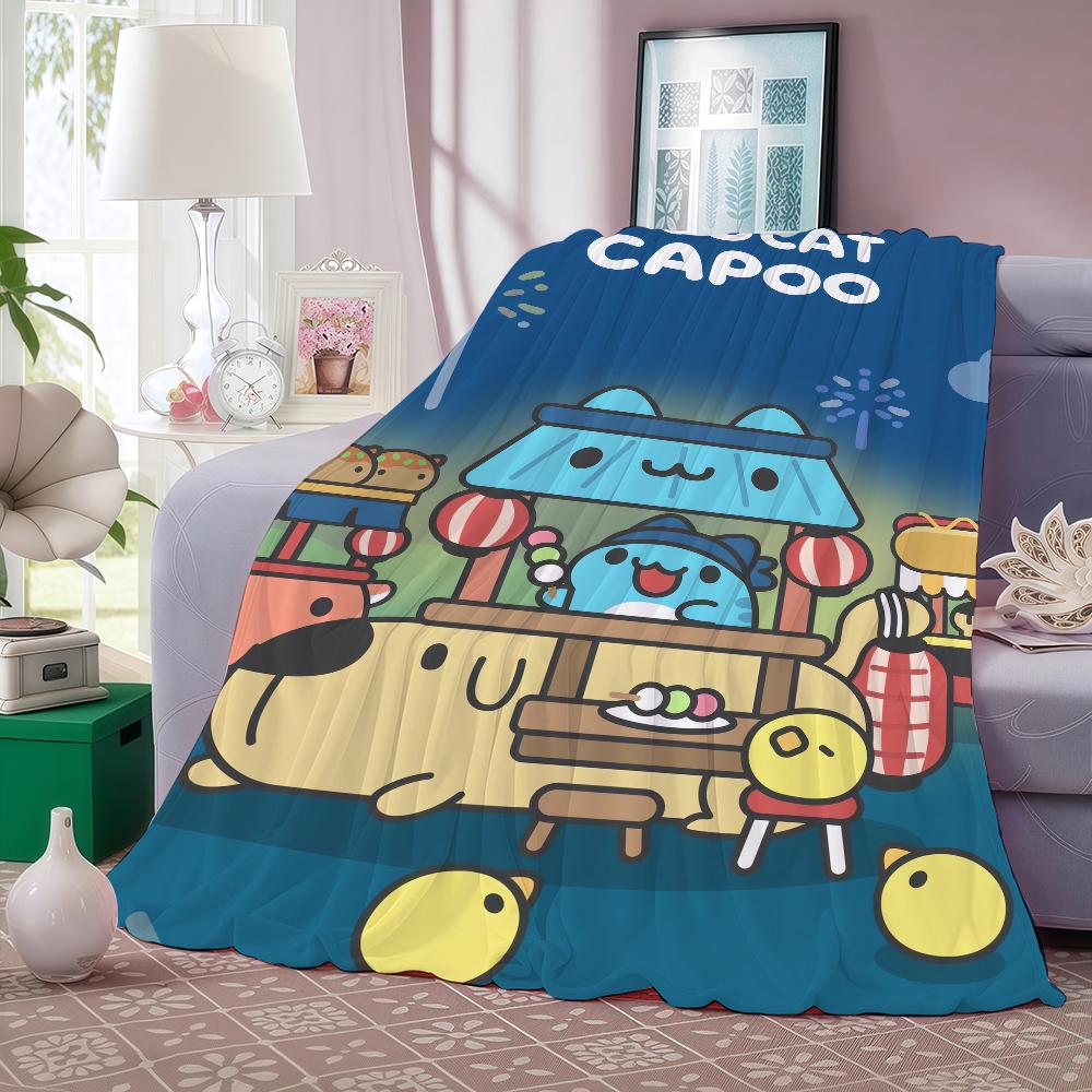 Милое мультяшное одеяло B-Bugcat Capoo, теплое и мягкое, подходит для спальни, гостиной, дивана-кровати, офиса, путешествий, кемпинга